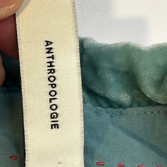 Pilcro Anthropolgie crushed velvet sea foam color button down shirt size 4 - Picture 10 of 14